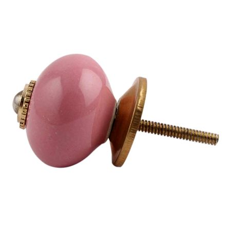Pink Round Golden Fitting Ceramic Cabinet Knob